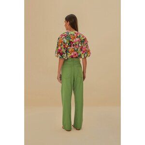 FARM Rio Green Straight Pleat Pants NWOT Women's Size 27 W29 Cotton High Waist